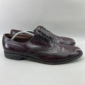 Allen Edmonds Lloyd Wingtip Oxford Men Size 14 C Burgundy Leather Brogue Shoes‎